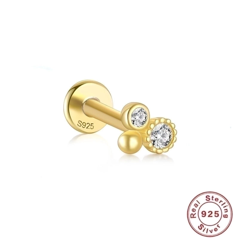 1 Piece Ear Cartilage Rings & Studs Fashion Geometric 925 Sterling Silver Plating Zircon