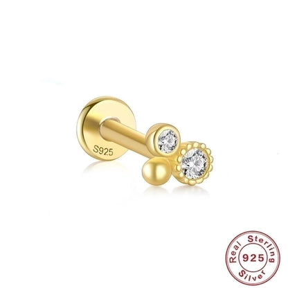 1 Piece Ear Cartilage Rings & Studs Fashion Geometric 925 Sterling Silver Plating Zircon