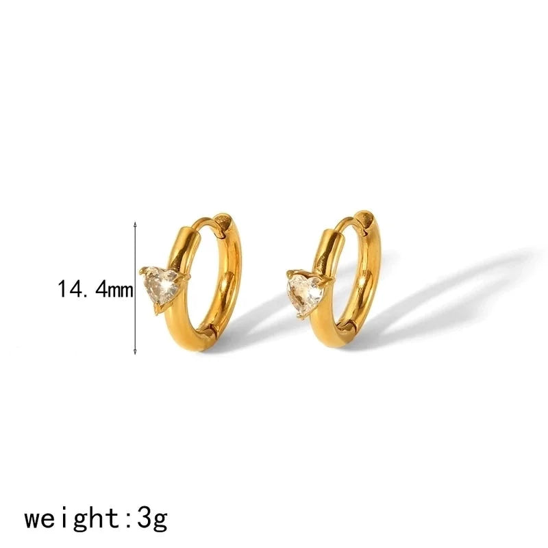 1 Pair Minimalist Classic Style Geometric Polishing Plating 304 Stainless Steel Zircon 18K Gold Plated Earrings
