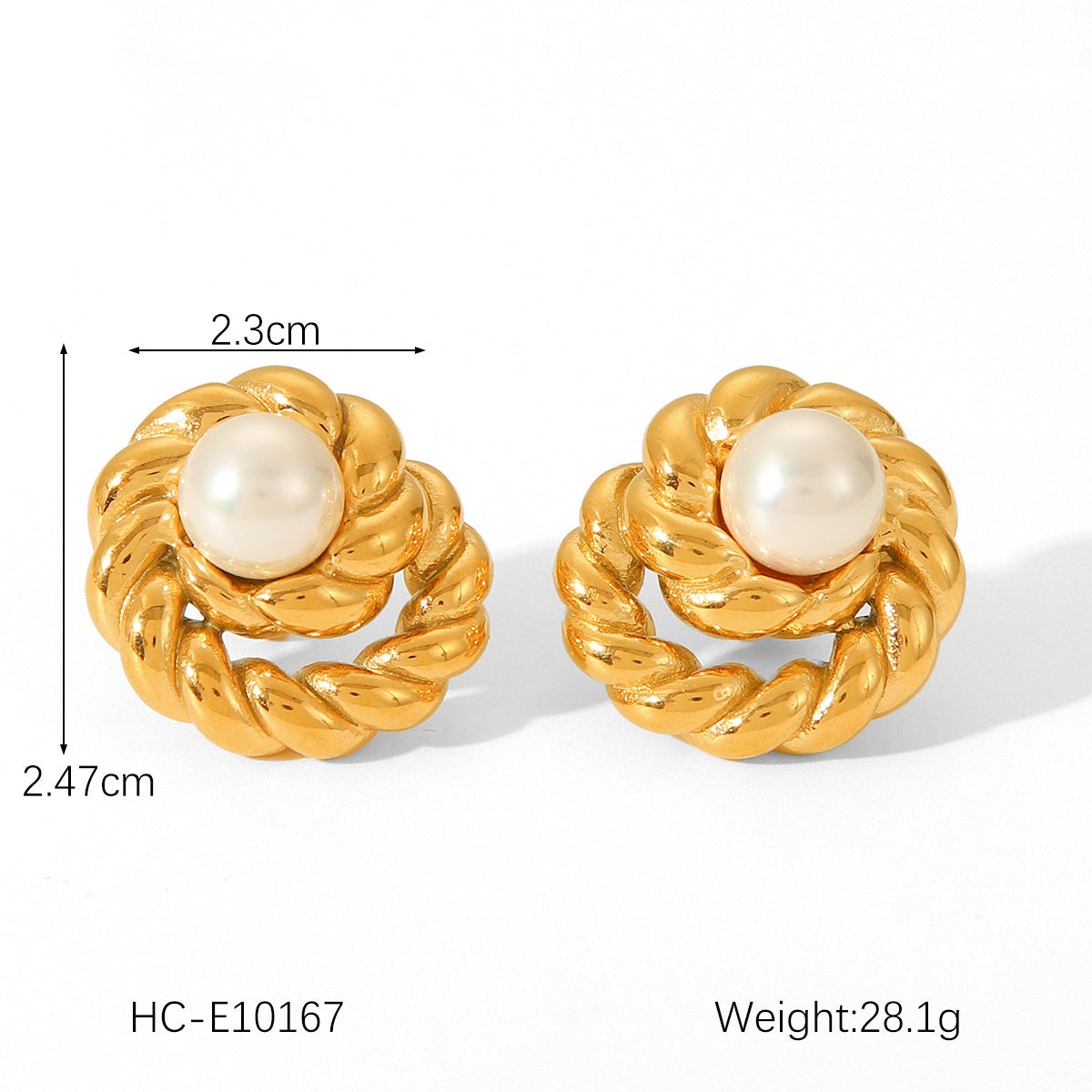 IG Style Pearl Geometric Stainless Steel Electroplating Earrings