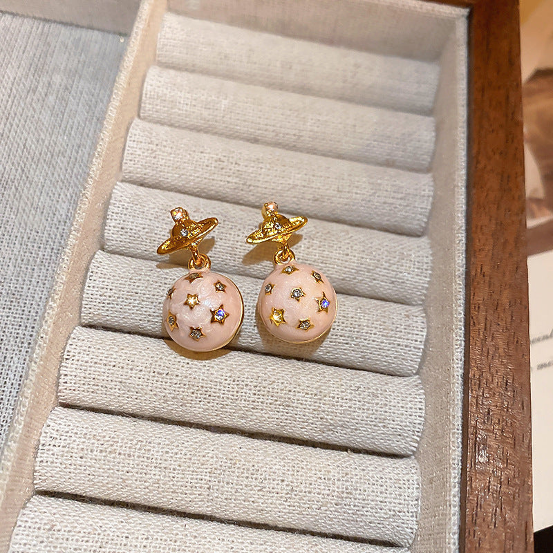 2 Pieces Minimalist Round Ellipse Geometric Copper Electroplating Earrings