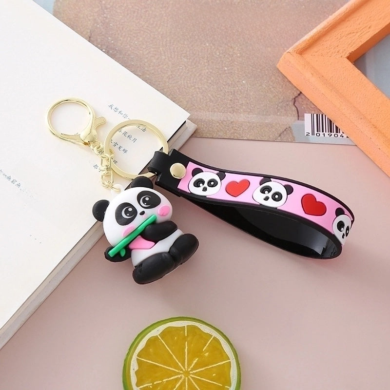 Cute Panda Pvc Metal Unisex Bag Pendant Keychain 1 Piece