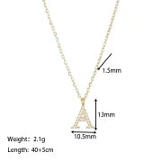 Minimalist Letter 304 Stainless Steel Zircon 16K Gold Plated White Gold Plated Plating Inlay Pendant Necklace