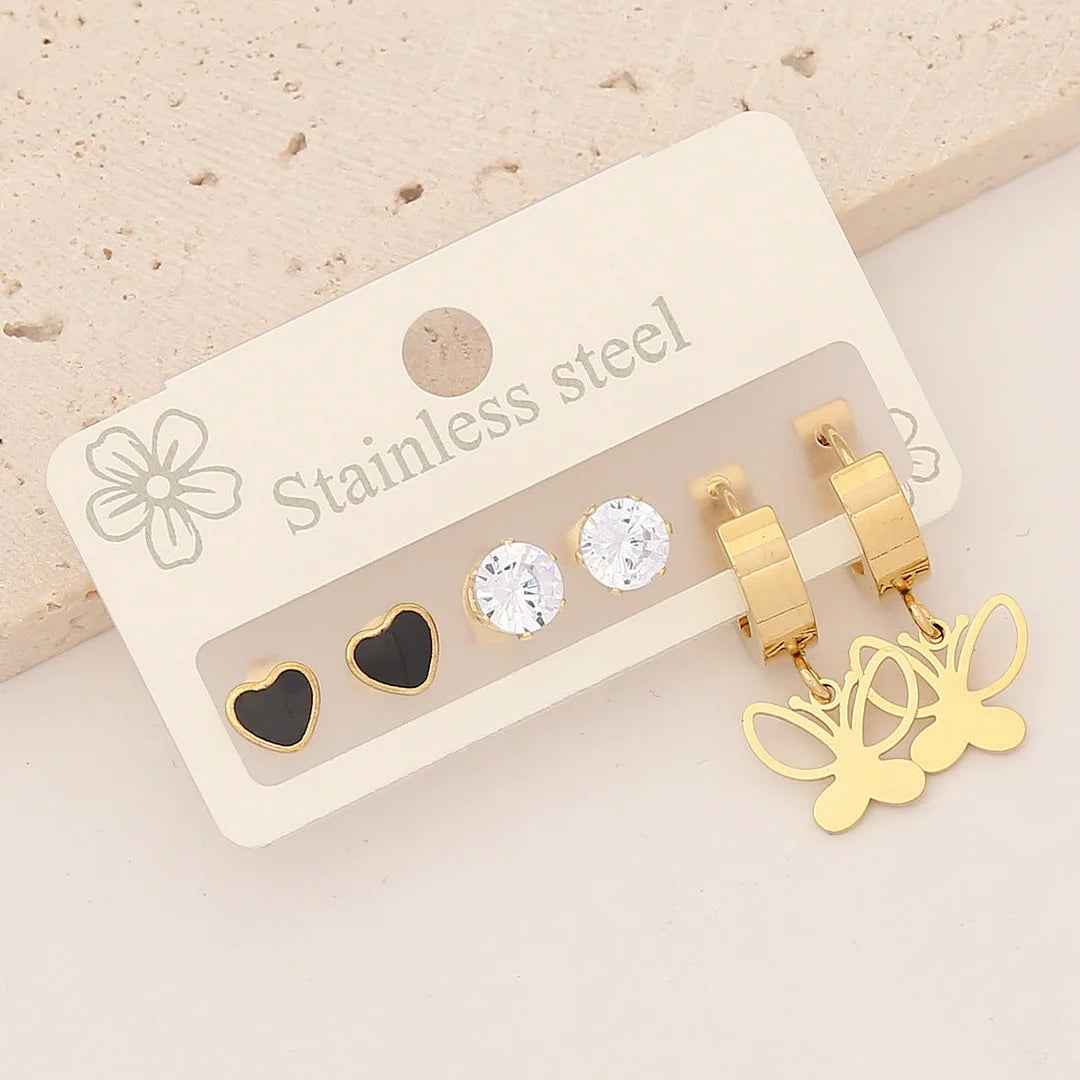 Fashion Heart Stainless Steel Electroplating Earrings
