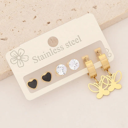 Fashion Heart Stainless Steel Electroplating Earrings