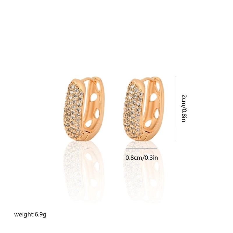 1 Pair Minimalist Solid Color Copper Zircon Earrings