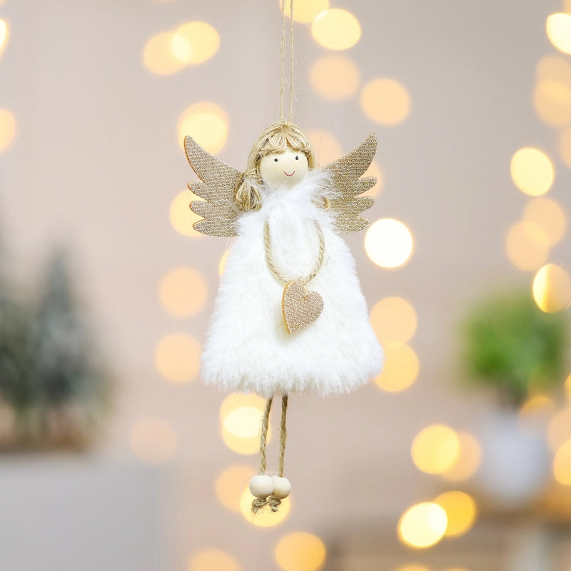 Christmas Cute Angel Heart Shape Plush Party Hanging Ornaments