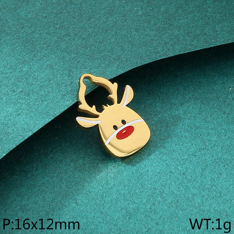 Christmas Elements Series Diy Accessories Stainless Steel Elk Santa Claus Snowflake Gloves Pendant