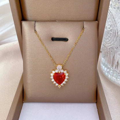 Fashion Geometric Titanium Steel Copper Plating Artificial Diamond Necklace