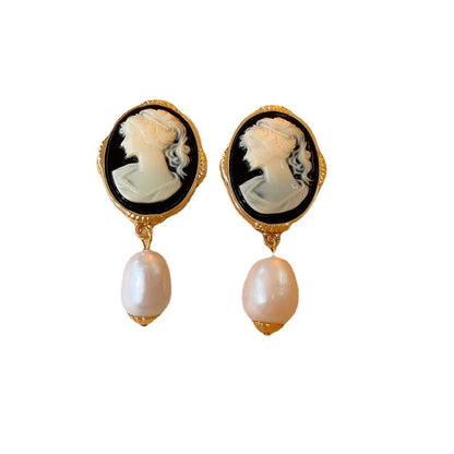 French Vintage Ellipse Geometric Acrylic Electroplating Earrings