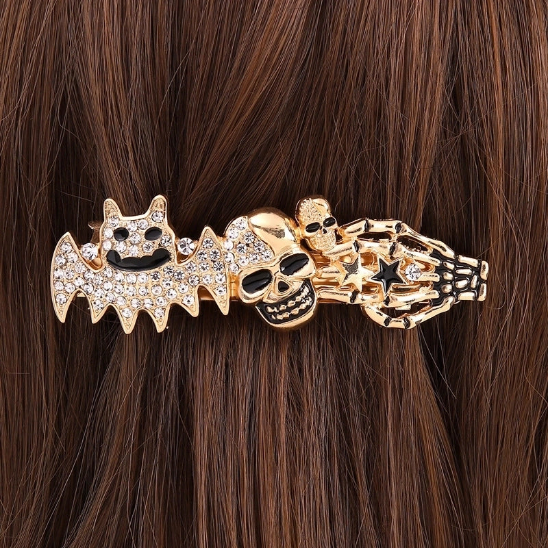 Halloween Exaggerated Women's Pumpkin Alloy Inlay Zircon Hair Clip
