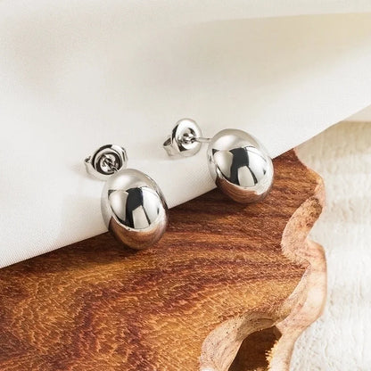 1 Pair Casual Minimalist Commute Round Solid Color Plating 304 Stainless Steel 18K Gold Plated Ear Studs