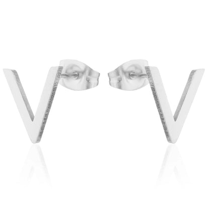 Minimalist Triangle Moon Coconut Tree Stainless Steel Asymmetrical Plating Ear Studs 1 Pair