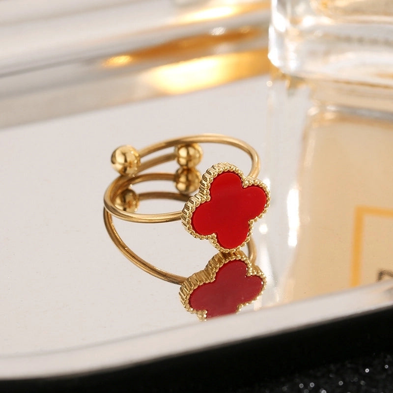 Titanium Steel Vacuum Electroplating Style Double Layer Simple Bracelet Adjustable Ring All-Matching Women\'s Jewelry