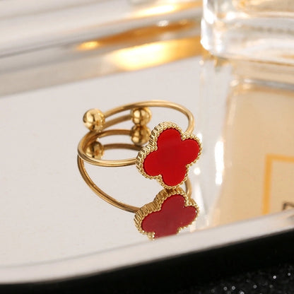 Titanium Steel Vacuum Electroplating Style Double Layer Simple Bracelet Adjustable Ring All-Matching Women\'s Jewelry