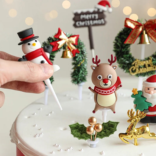 Christmas Casual Cute Minimalist Christmas Tree Santa Claus Snowman Plastic Indoor Banquet Party Cake Decorating Supplies Cake Decorating Supplies