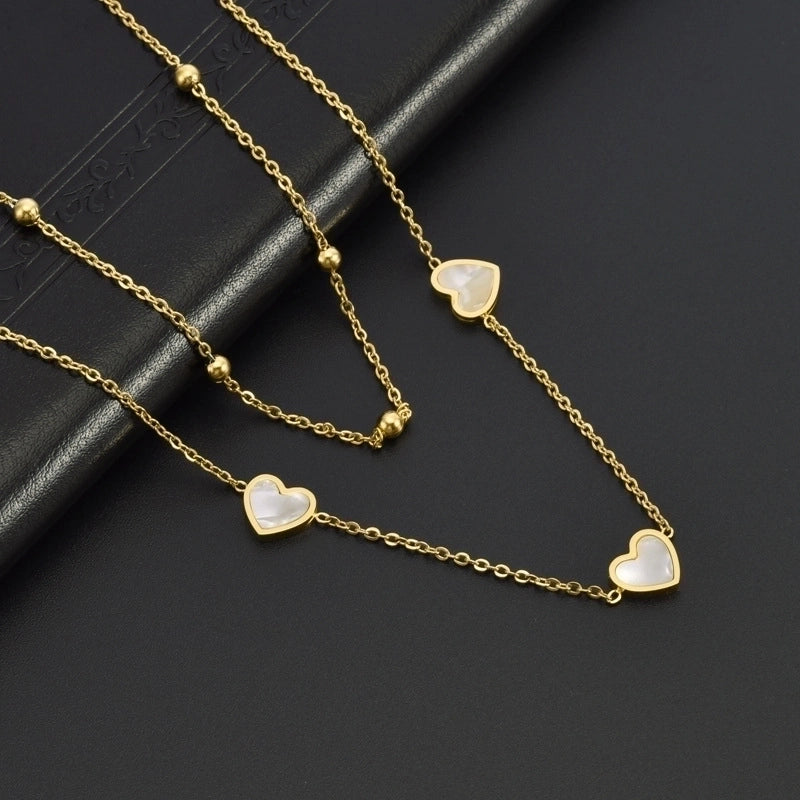 Titanium Steel 18K Gold Plated Elegant Minimalist Inlay Star Heart Shape Acrylic Earrings Anklet Necklace