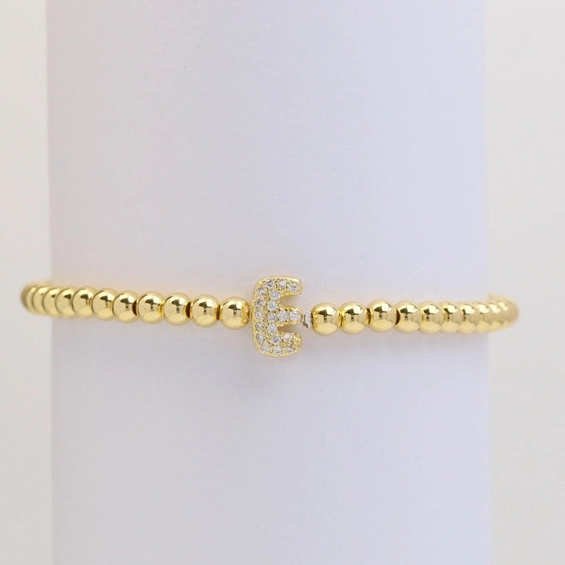 Xi Yin Hot Sale Brass Micro-Inlaid Bubble Balloon Diy26 English Letters Copper Bead Beaded Elastic Wire Bracelet