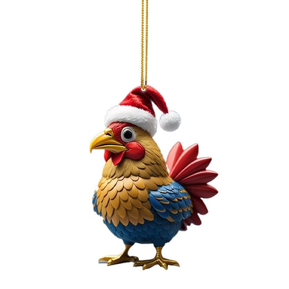 Christmas Creative Animal Chicken Rooster Series Pendant Christmas Tree Pendant Acrylic Hang Decorations