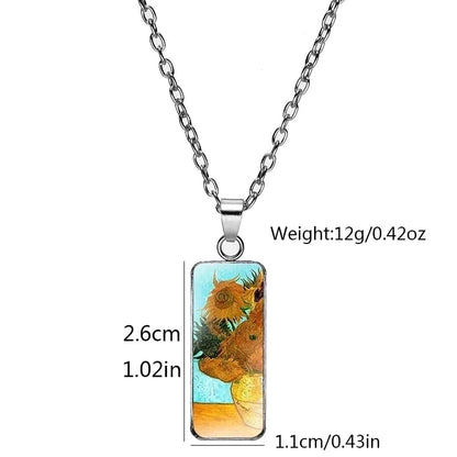Alloy Classic Style Inlay Sunflower Starry Sky Glass Pendant Necklace