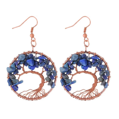 1 Pair Minimalist Leaf Natural Stone Copper Drop Earrings