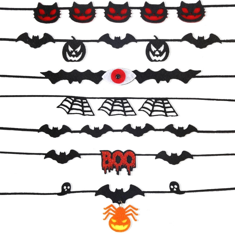 Halloween Minimalist Bat Skull Felt Cloth Holiday Daily Party Necklace