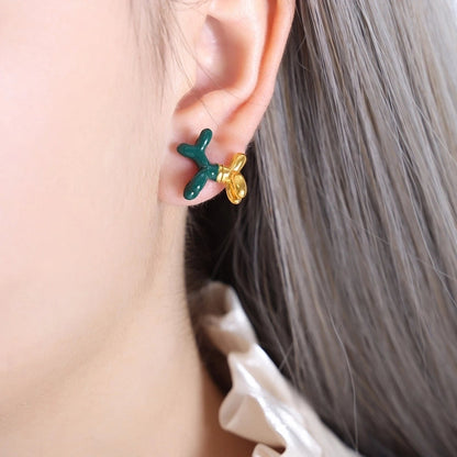 1 Pair IG Style Casual Modern Style Geometric Enamel Epoxy Plating Titanium Steel 18K Gold Plated Ear Studs