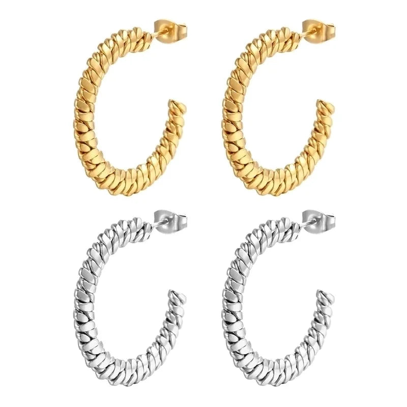 1 Pair Fashion C Shape Plating 304 Stainless Steel 18K Gold Plated Ear Studs