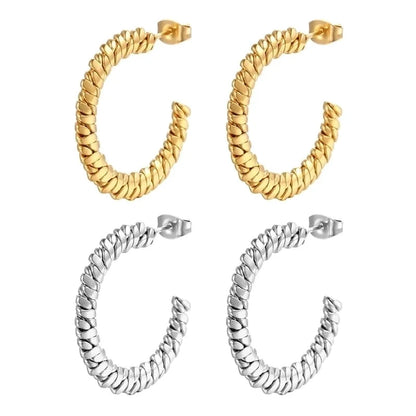 1 Pair Fashion C Shape Plating 304 Stainless Steel 18K Gold Plated Ear Studs