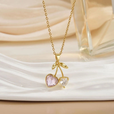 Minimalist Cherry Titanium Steel Plating Pendant Necklace