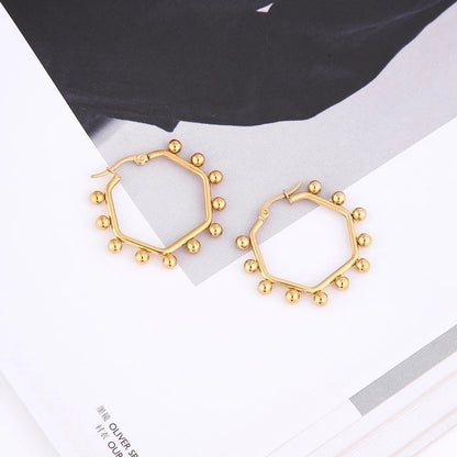 1 Pair INS Style Round Square Plating 201 Stainless Steel 18K Gold Plated Stainless Steel Earrings
