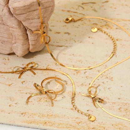 Casual Vacation Bow Knot 304 Stainless Steel 16K Gold Plated White Gold Plated Gold Plated Plating Bracelets Earrings Necklace