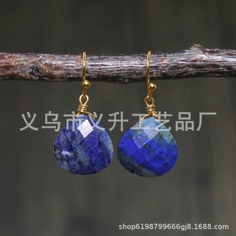 1 Pair Classic Style Water Droplets Patchwork Agate Drop Earrings