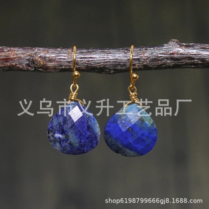 1 Pair Classic Style Water Droplets Patchwork Agate Drop Earrings