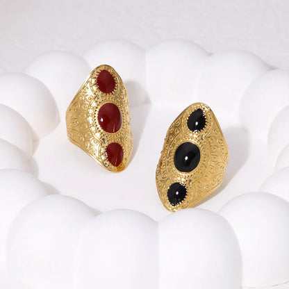 Open Ring Ellipse Round Geometric Stainless Steel Electroplating Rings