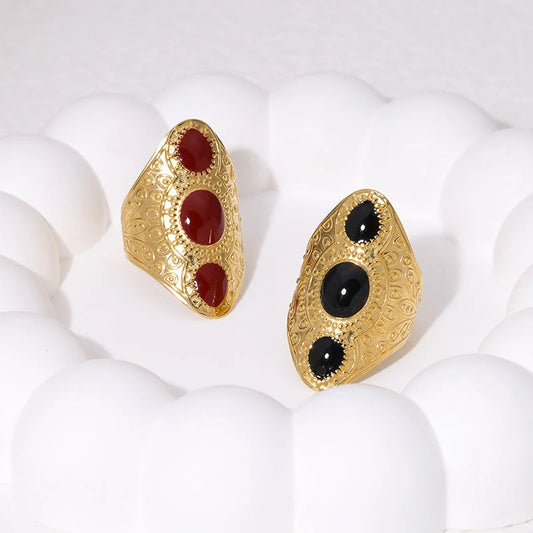 Open Ring Ellipse Round Geometric Stainless Steel Electroplating Rings