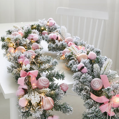 Christmas Pe Encrypted White Flocked Ribbon Decoration Christmas Vine Hotel Mall Window Storefront Scene Arrangement Hanging