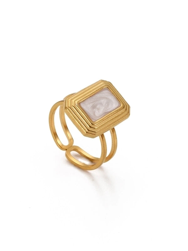 Elegant Minimalist Geometric 304 Stainless Steel Enamel Stainless Steel Rings