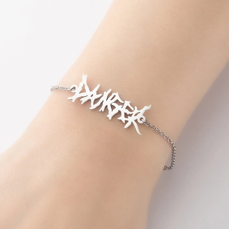 Cute Lady Letter Fox Horse 201 Stainless Steel 18K Gold Plated Bracelets In Bulk