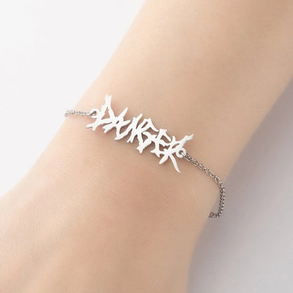 Cute Lady Letter Fox Horse 201 Stainless Steel 18K Gold Plated Bracelets In Bulk