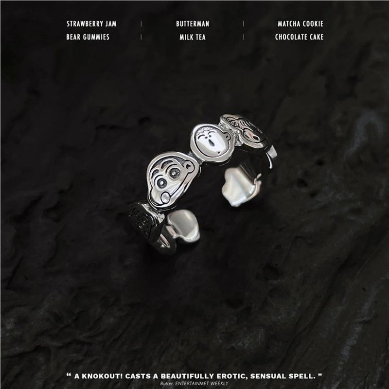 Minimalist Flower Rectangle Brass Plating White Gold Plated Open Rings