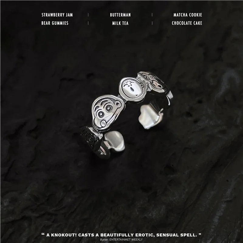 Minimalist Flower Rectangle Brass Plating White Gold Plated Open Rings