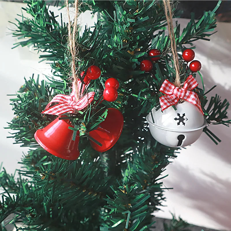2 Pieces Christmas Decoration Christmas Tree Pendant Five Star Snowflake Bell Hemp Rope Berry Accessories Christmas Bell