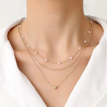 3 Pieces Copper Plating Heart Shape Bracelets Anklet Necklace