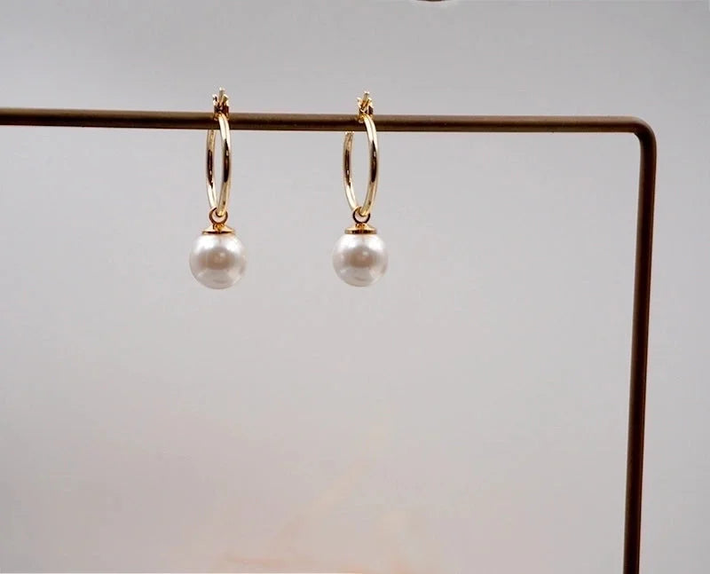 Elegant Minimalist Geometric Imitation Pearl Titanium Steel Copper Plating Earrings Necklace