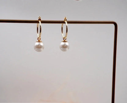 Elegant Minimalist Geometric Imitation Pearl Titanium Steel Copper Plating Earrings Necklace