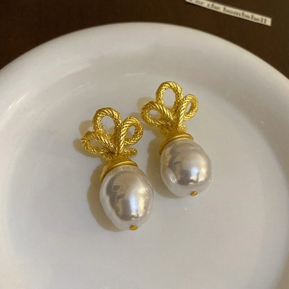 1 Pair Glam Geometric Plating Inlay Copper Artificial Pearls Rhinestones Drop Earrings