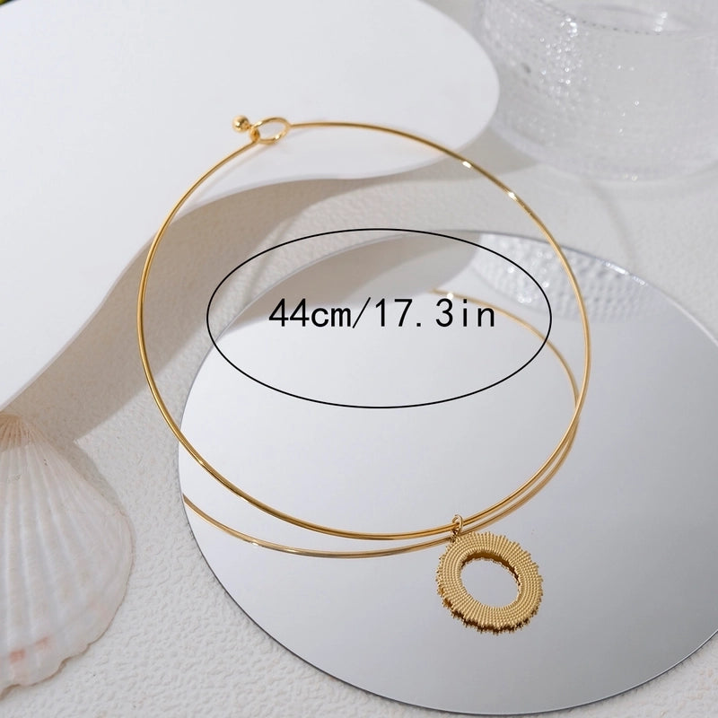 IG Style Casual Vacation Round Vortex Flower 304 Stainless Steel 14K Gold Plated Hollow Out Choker