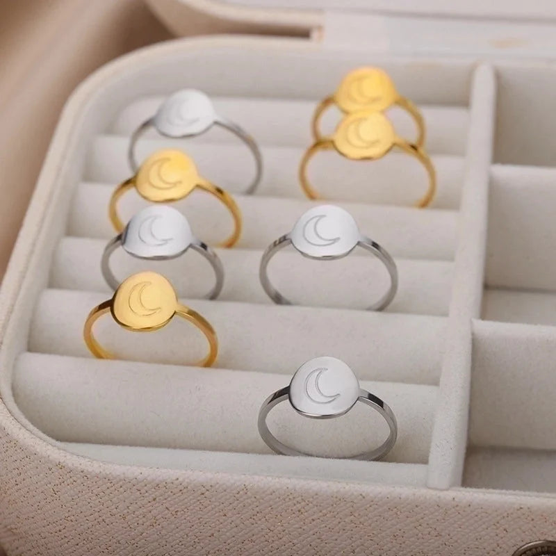 Fashion Moon Stainless Steel Plating Rings 1 Piece