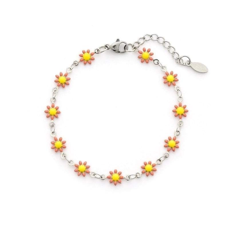 Cute Flower Stainless Steel 18K Gold Plated None Bracelets In Bulk